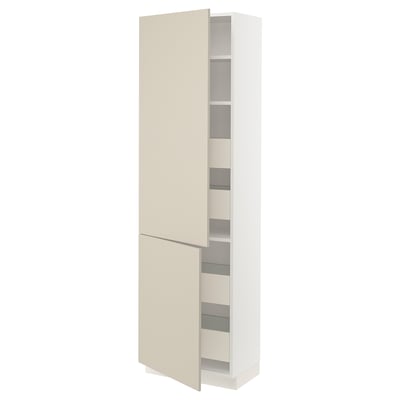 SEKTION / MAXIMERA Gabinete alto+2 prta/estantes/4 cjn, blanco/Havstorp beige, 24x15x80 "