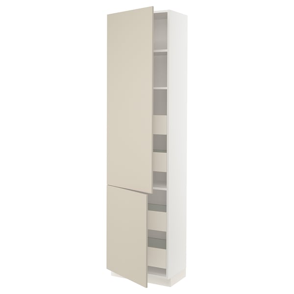 SEKTION / MAXIMERA Gabinete alto+2 prta/estantes/4 cjn, blanco/Havstorp beige, 24x15x90 "
