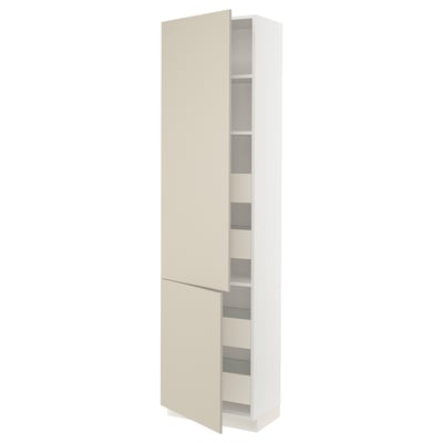 SEKTION / MAXIMERA Gabinete alto+2 prta/estantes/4 cjn, blanco/Havstorp beige, 24x15x90 "