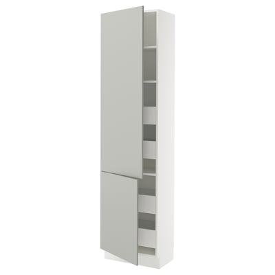 SEKTION / MAXIMERA Gabinete alto+2 prta/estantes/4 cjn, blanco/Havstorp gris claro, 24x15x90 "