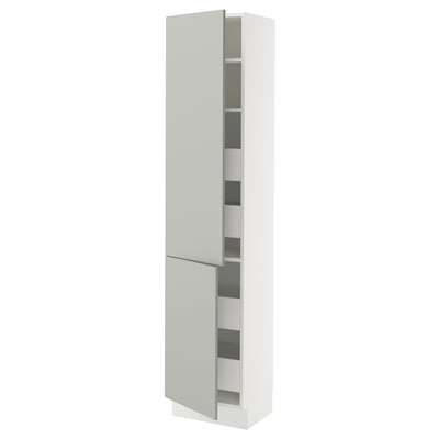 SEKTION / MAXIMERA Gabinete alto+2 prta/estantes/4 cjn, blanco/Havstorp gris claro, 18x15x80 "