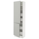 SEKTION / MAXIMERA Gabinete alto+2 prta/estantes/4 cjn, blanco/Havstorp gris claro, 24x15x80 "