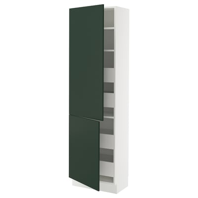 SEKTION / MAXIMERA Gabinete alto+2 prta/estantes/4 cjn, blanco/Havstorp verde oscuro, 24x15x80 "