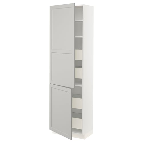 SEKTION / MAXIMERA Gabinete alto+2 prta/estantes/4 cjn, blanco/Lerhyttan gris claro, 24x15x80 "