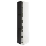 SEKTION / MAXIMERA Gabinete alto+2 prta/estantes/4 cjn, blanco/Lerhyttan teñido en negro, 15x24x90 "