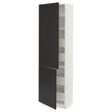 SEKTION / MAXIMERA Gabinete alto+2 prta/estantes/4 cjn, blanco/Nickebo antracita mate, 24x15x80 "