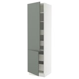 SEKTION / MAXIMERA Gabinete alto+2 prta/estantes/4 cjn, blanco/Nickebo verde grisáceo mate, 24x24x90 "