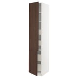 SEKTION / MAXIMERA Gabinete alto+2 prta/estantes/4 cjn, blanco/Sinarp marrón, 18x24x90 "
