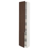 SEKTION / MAXIMERA Gabinete alto+2 prta/estantes/4 cjn, blanco/Sinarp marrón, 18x15x90 "