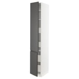 SEKTION / MAXIMERA Gabinete alto+2 prta/estantes/4 cjn, blanco/Voxtorp gris oscuro, 15x24x90 "