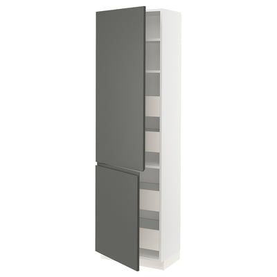 SEKTION / MAXIMERA Gabinete alto+2 prta/estantes/4 cjn, blanco/Voxtorp gris oscuro, 24x15x80 "