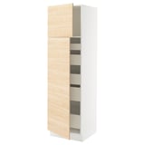 SEKTION / MAXIMERA Gabinete alto+2 prta/estantes/5 cjn, blanco/Askersund efecto de fresno claro, 24x24x80 "
