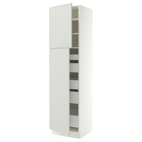 SEKTION / MAXIMERA Gabinete alto+2 prta/estantes/5 cjn, blanco/Aspudden gris claro, 24x24x90 "