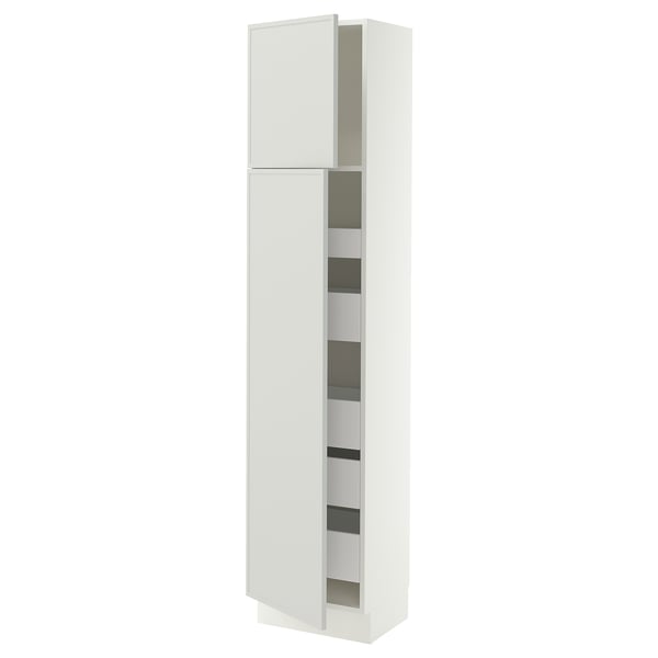 SEKTION / MAXIMERA Gabinete alto+2 prta/estantes/5 cjn, blanco/Aspudden gris claro, 18x15x80 "
