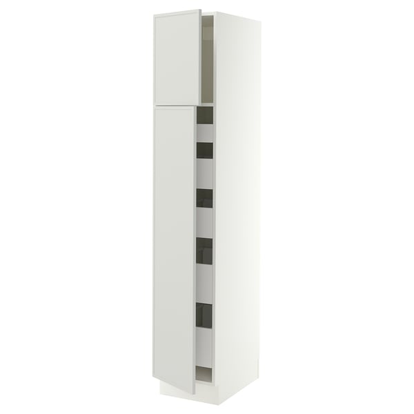SEKTION / MAXIMERA Gabinete alto+2 prta/estantes/5 cjn, blanco/Aspudden gris claro, 15x24x80 "