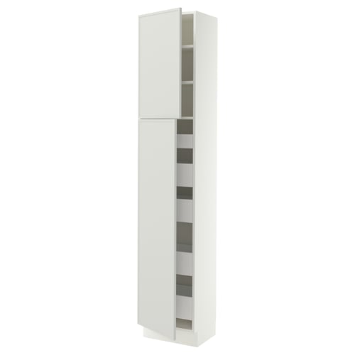 SEKTION / MAXIMERA Gabinete alto+2 prta/estantes/5 cjn, blanco/Aspudden gris claro, 18x15x90 "