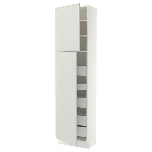 SEKTION / MAXIMERA Gabinete alto+2 prta/estantes/5 cjn, blanco/Aspudden gris claro, 24x15x90 "