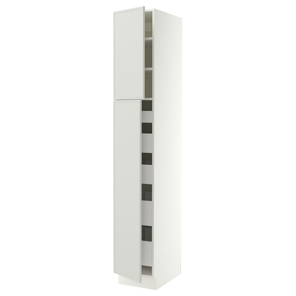SEKTION / MAXIMERA Gabinete alto+2 prta/estantes/5 cjn, blanco/Aspudden gris claro, 15x24x90 "