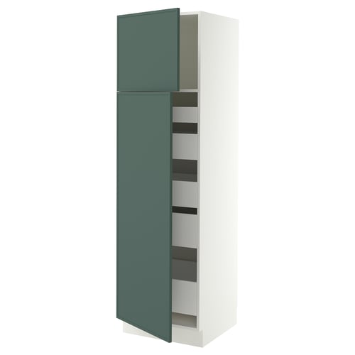 SEKTION / MAXIMERA Gabinete alto+2 prta/estantes/5 cjn, blanco/Aspudden gris verdoso oscuro, 24x24x80 "