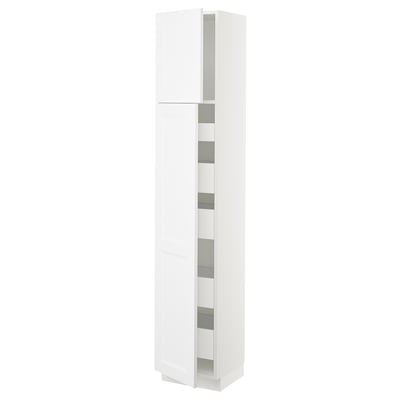 SEKTION / MAXIMERA Gabinete alto+2 prta/estantes/5 cjn, blanco/Axstad blanco mate, 15x15x80 "