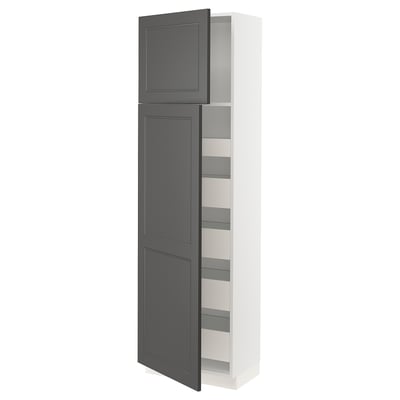 SEKTION / MAXIMERA Gabinete alto+2 prta/estantes/5 cjn, blanco/Axstad gris oscuro, 24x15x80 "