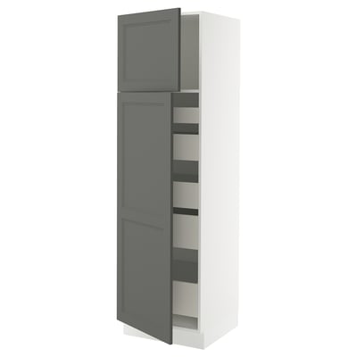 SEKTION / MAXIMERA Gabinete alto+2 prta/estantes/5 cjn, blanco/Axstad gris oscuro, 24x24x80 "