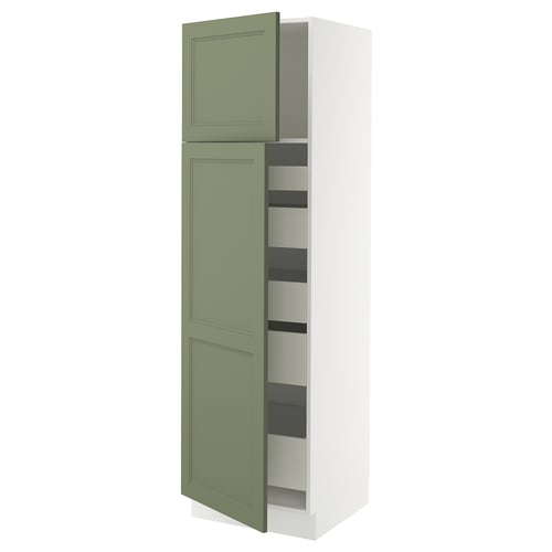 SEKTION / MAXIMERA Gabinete alto+2 prta/estantes/5 cjn, blanco/Axstad gris-verde, 24x24x80 "