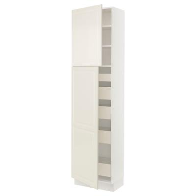 SEKTION / MAXIMERA Gabinete alto+2 prta/estantes/5 cjn, blanco/Bodbyn color hueso, 24x15x90 "