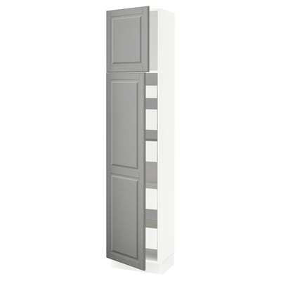 SEKTION / MAXIMERA Gabinete alto+2 prta/estantes/5 cjn, blanco/Bodbyn gris, 18x15x80 "