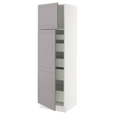 SEKTION / MAXIMERA Gabinete alto+2 prta/estantes/5 cjn, blanco/Bodbyn gris, 24x24x80 "