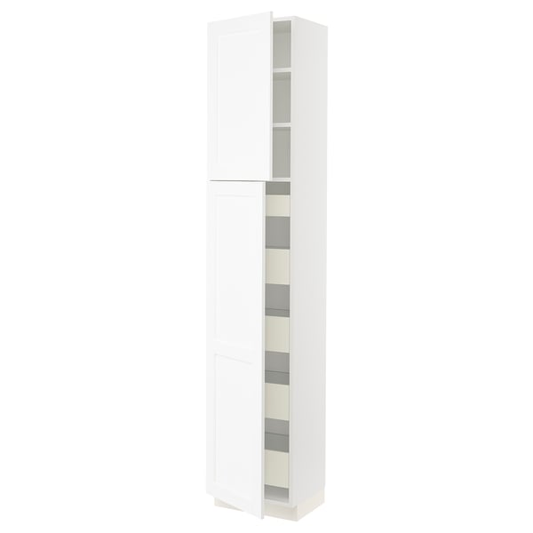 SEKTION / MAXIMERA Gabinete alto+2 prta/estantes/5 cjn, blanco Enköping/blanco efecto madera, 18x15x90 "