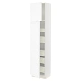 SEKTION / MAXIMERA Gabinete alto+2 prta/estantes/5 cjn, blanco Enköping/blanco efecto madera, 18x15x80 "
