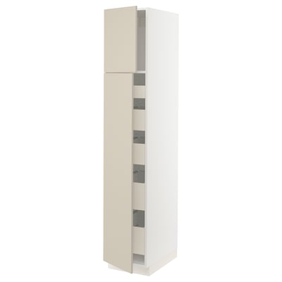 SEKTION / MAXIMERA Gabinete alto+2 prta/estantes/5 cjn, blanco/Havstorp beige, 15x24x80 "