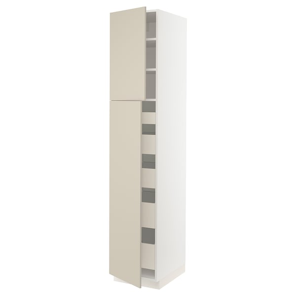 SEKTION / MAXIMERA Gabinete alto+2 prta/estantes/5 cjn, blanco/Havstorp beige, 18x24x90 "