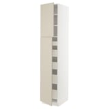 SEKTION / MAXIMERA Gabinete alto+2 prta/estantes/5 cjn, blanco/Havstorp beige, 18x24x90 "