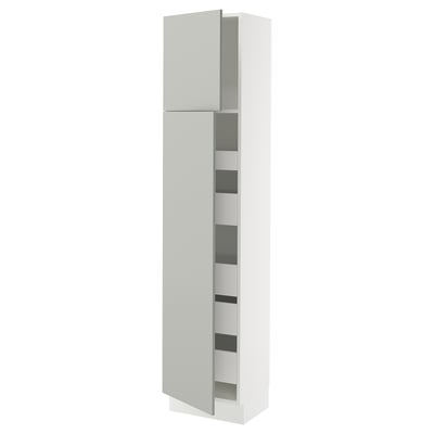 SEKTION / MAXIMERA Gabinete alto+2 prta/estantes/5 cjn, blanco/Havstorp gris claro, 18x15x80 "