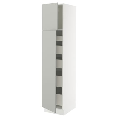 SEKTION / MAXIMERA Gabinete alto+2 prta/estantes/5 cjn, blanco/Havstorp gris claro, 18x24x80 "