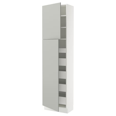 SEKTION / MAXIMERA Gabinete alto+2 prta/estantes/5 cjn, blanco/Havstorp gris claro, 24x15x90 "