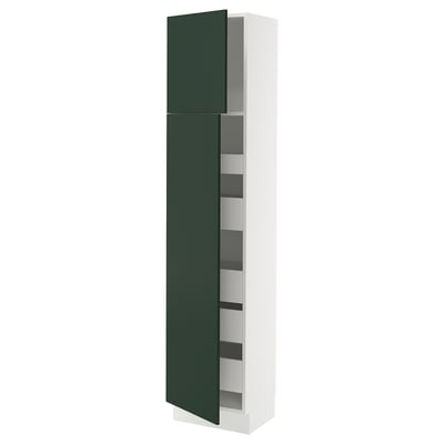 SEKTION / MAXIMERA Gabinete alto+2 prta/estantes/5 cjn, blanco/Havstorp verde oscuro, 18x15x80 "