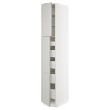 SEKTION / MAXIMERA Gabinete alto+2 prta/estantes/5 cjn, blanco/Lerhyttan gris claro, 15x24x90 "