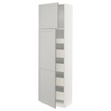 SEKTION / MAXIMERA Gabinete alto+2 prta/estantes/5 cjn, blanco/Lerhyttan gris claro, 24x15x80 "