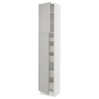 SEKTION / MAXIMERA Gabinete alto+2 prta/estantes/5 cjn, blanco/Lerhyttan gris claro, 18x15x90 "