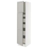 SEKTION / MAXIMERA Gabinete alto+2 prta/estantes/5 cjn, blanco/Lerhyttan gris claro, 18x24x80 "