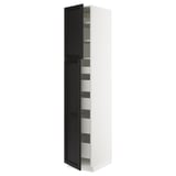 SEKTION / MAXIMERA Gabinete alto+2 prta/estantes/5 cjn, blanco/Lerhyttan teñido en negro, 18x24x90 "