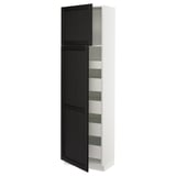 SEKTION / MAXIMERA Gabinete alto+2 prta/estantes/5 cjn, blanco/Lerhyttan teñido en negro, 24x15x80 "