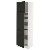 SEKTION / MAXIMERA Gabinete alto+2 prta/estantes/5 cjn, blanco/Lerhyttan teñido en negro, 24x24x80 "