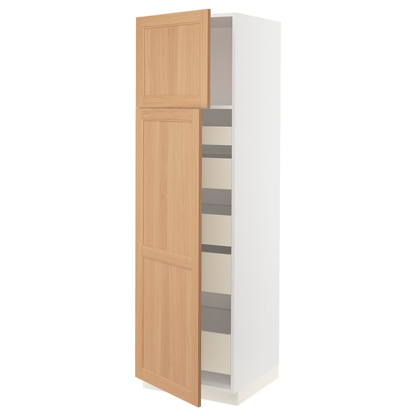 SEKTION / MAXIMERA Gabinete alto+2 prta/estantes/5 cjn, blanco/Vedhamn roble, 24x24x80 "