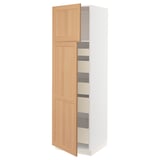 SEKTION / MAXIMERA Gabinete alto+2 prta/estantes/5 cjn, blanco/Vedhamn roble, 24x24x80 "