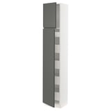 SEKTION / MAXIMERA Gabinete alto+2 prta/estantes/5 cjn, blanco/Voxtorp gris oscuro, 15x15x80 "