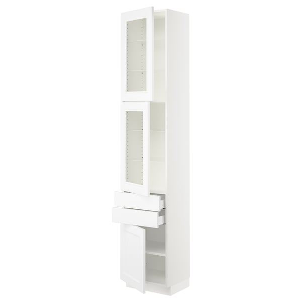 SEKTION / MAXIMERA Gabinete alto+2 prta vidrio/2cj/1pt, blanco/Axstad blanco mate, 18x15x90 "
